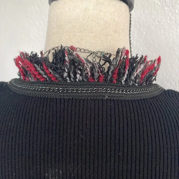 Cache Vintage Blazer Black and Cranberry and Silver Bucle’ Front zips Size M - Picture 5 of 6